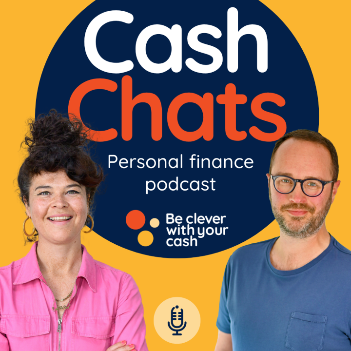 Andy and Amelia with the text "Cash Chats Personal finance podcast"