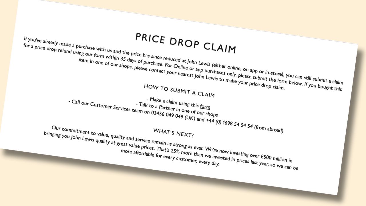 John Lewis price drop refunds how it works Be Clever With Your Cash