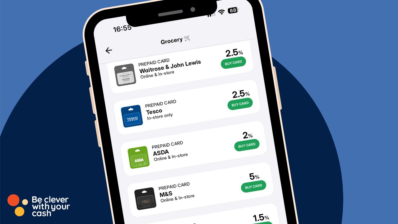 Cheddar app and the be clever with your cash logo on a blue background