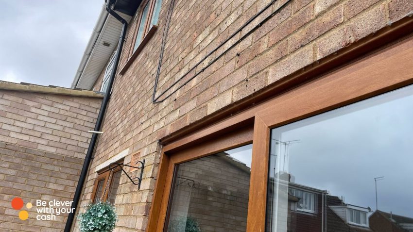 Brick house with brown windows