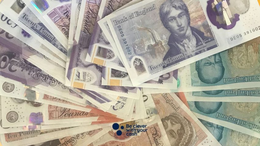 A close up of £10 and £20 notes