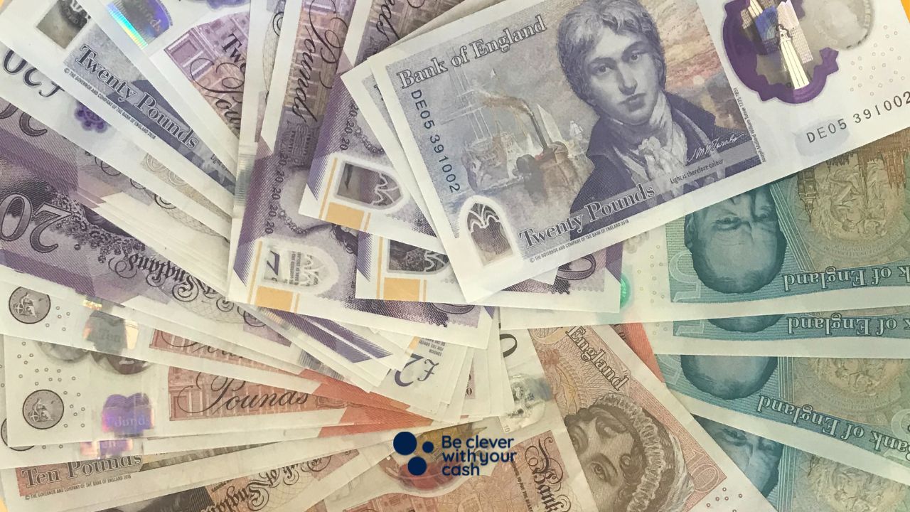 A close up of £10 and £20 notes